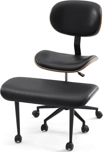 Bestier Ergonomic Cross Legged Office Chair, 360° Swivel ADHD Chair for Adults, Height Adjustable Meditation Chair with Wider Bentwood Back Support for Multi Position (Contemporary Bentwood, Black)