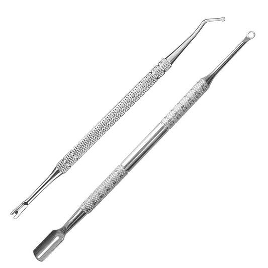 Premium Stainless Steel Manicure Tools 2-Piece Set, Upgrade Gel Nail Polish Remove Tool & Cuticle Pusher, Cuticle Trimmer & Nail Lifter, Durable&Hygienic, For Women