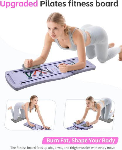 Pilates Board,Pilates Reformer Sets, Multifunctional Abdominal Pilates Board for Home Workout,Fitness Equipment, Portable Foldable Ab Board Trainer Pilates Exercise Machine for Women