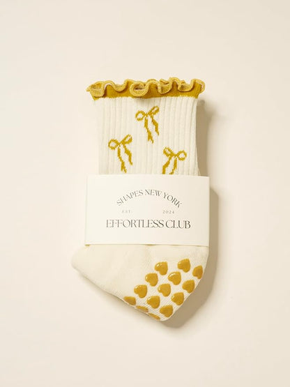Crew Half Calf Grip Socks, Cutest Fruits Pilates Socks, Ruffle socks, Non-Slip, Barre Yoga Fitness