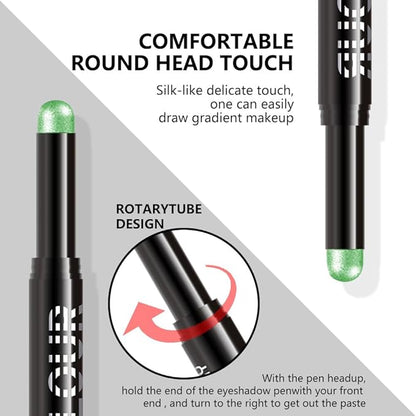 Yellow Green Shimmer Cream Eye Shadow Stick Makeup for Women, Lime Green Shimmer Matte Eye Shadow Brightener Stick for Eyes, Waterproof Eyeshadow Pencil Applicator Blendable for Eye Highlight 21