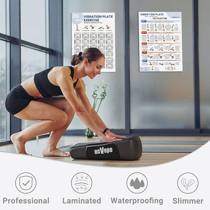 Whole Body Vibration Plate Exercise Poster, Fitness Workout Guide with 30 day Training Chart