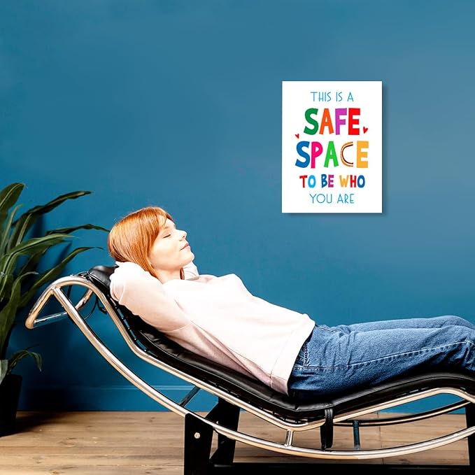 YEOION Mental Health Wall Decor,This is a Safe Space Wall Art Canvas Frame Print for Mental Health Therapy Office School Counselor Calming Corner Wall Decor