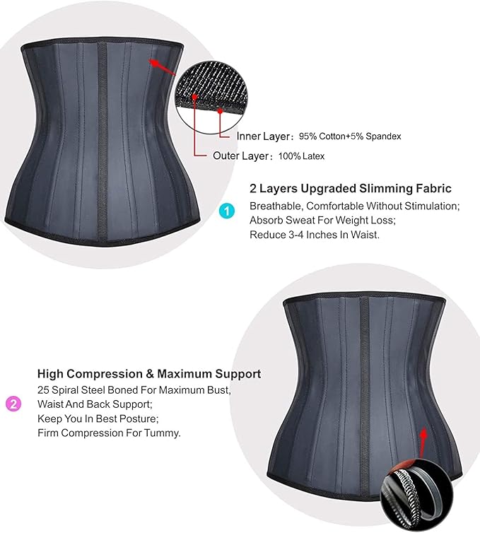 YIANNA Waist Trainer for Women Latex Underbust Waist Cincher Corset Sport Girdle Hourglass Body Shaper