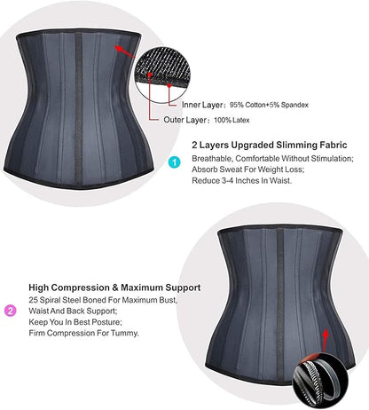 YIANNA Waist Trainer for Women Latex Underbust Waist Cincher Corset Sport Girdle Hourglass Body Shaper