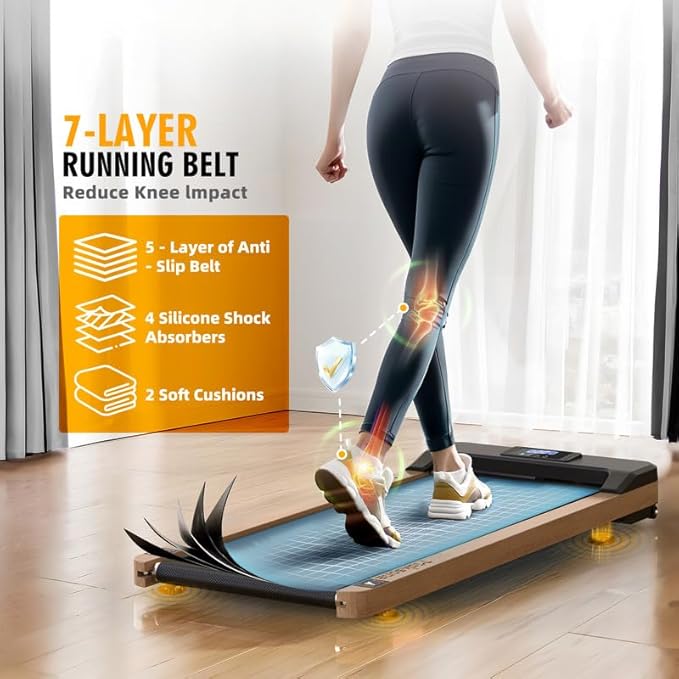 Maksone Portable Walking Pad with Remote Control,Wooden Office Treadmill for Home&Work，LED Dispaly Under Desk Treadmill