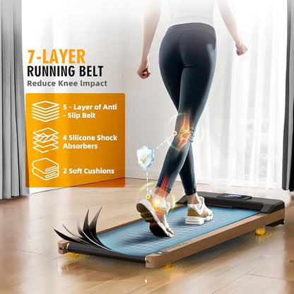 Maksone Portable Walking Pad with Remote Control,Wooden Office Treadmill for Home&Work，LED Dispaly Under Desk Treadmill