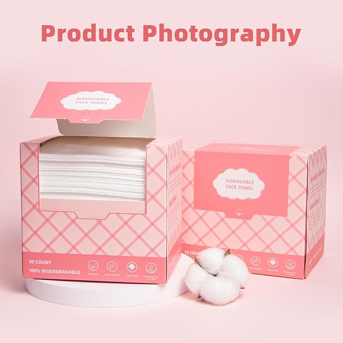 Disposable Face Towels, 10"×12" Facial Towelettes Disposable, Makeup Remover Dry Wipes for Sensitive Skin, Makeup Removing, Cleansing, Nursing, Travel