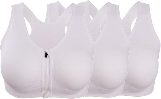 Women's Zipper Front Closure Sports Bra Racerback Yoga Bras