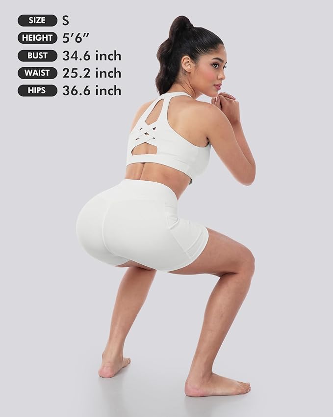 LZYVOO Biker Spandex Shorts Women, High Waisted Tummy Control Workout Yoga Shorts with Pockets