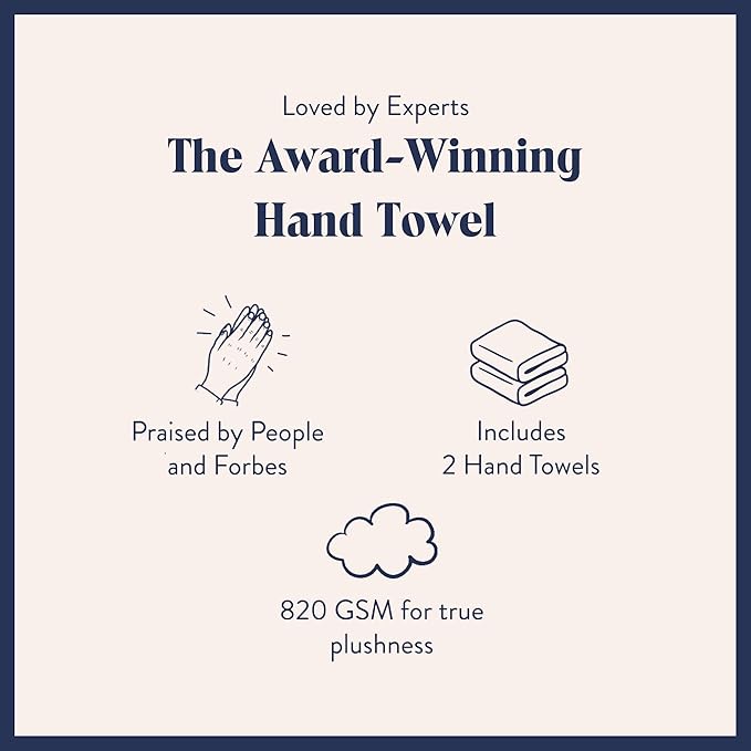 Brooklinen Super-Plush Turkish Cotton Hand Towels Set of 2 Cotton, 820 GSM, Highly Absorbent, Machine Washable, Perfect for Home & Bathroom (20"x30", Smoke Gray)
