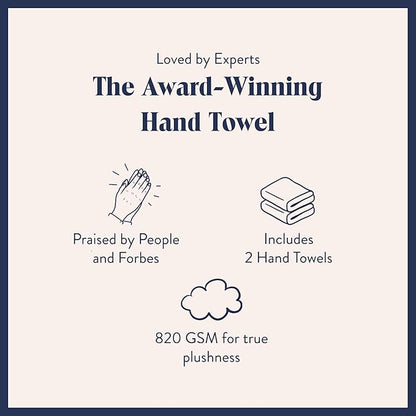 Brooklinen Super-Plush Turkish Cotton Hand Towels Set of 2 Cotton, 820 GSM, Highly Absorbent, Machine Washable, Perfect for Home & Bathroom (20"x30", Smoke Gray)