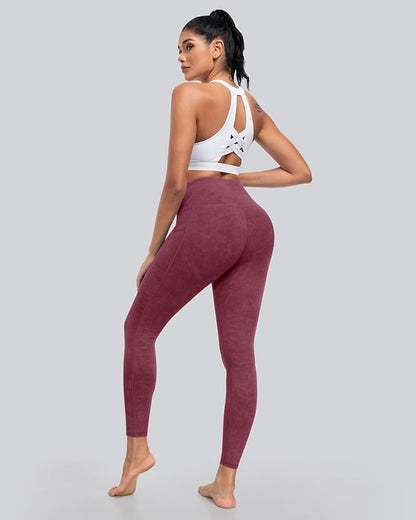 CHRLEISURE Leggings with Pockets for Women, High Waisted Tummy Control Workout Yoga Pants