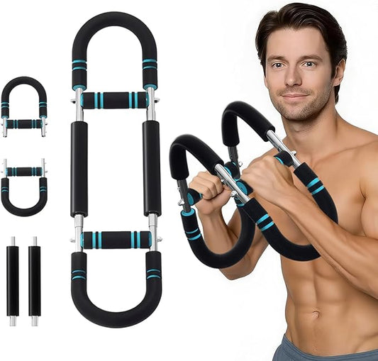Arm Exerciser, Adjustable Spring Workout Bar, Forearm Triceps Chest Enhanced Exercise Strengthener, Portable Home Fitness Equipment