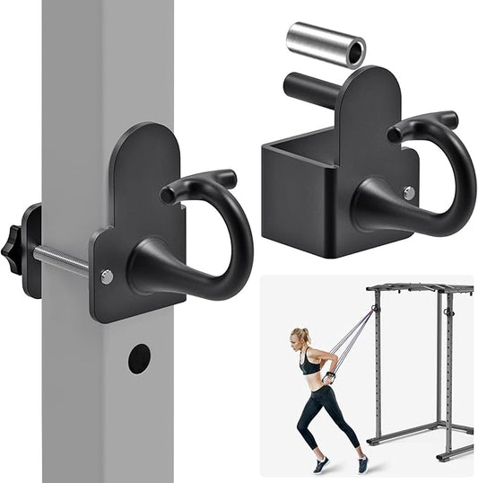 Kipika Power Cage Squat Rack Home Gym Accessories - Anchor for Resistance Bands Fits Rack with 5/8" or 1" Holes, Heavy Duty Hooks for Workouts, Strength Training, and Physical Therapy Exercise, 2 Pack