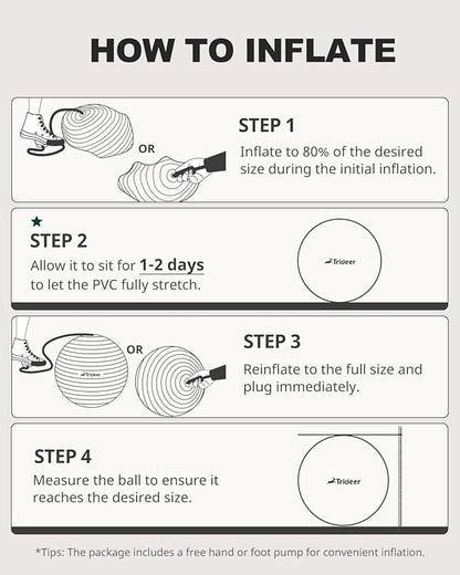 Trideer Exercise Ball for Yoga, Pilates & Fitness – Stability Ball Equipment for Home Gym & Office Chair, Core & Balance Training Accessories, Physical Therapy Equipment, Quick Pump Included, 5 Sizes