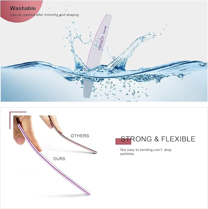 Canvalite Nail Files for Natural Nails 180/240 Grit Emery Board for Nails Styling Tools for Home and Salon Use 10 PCS