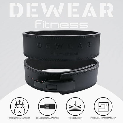 Genuine Leather Weight Lifting Belt with Lever Buckle, 10mm Thick 4" Leather Lumbar Back Support, Gym Belts Ideal for Training, Weightlifting, Bodybuilding, Squats and Deadlifts