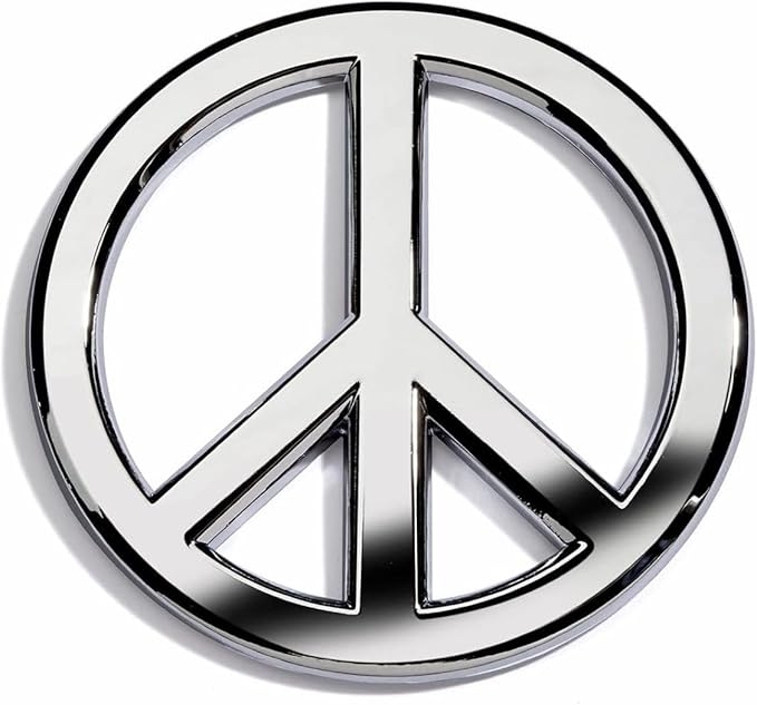 Classic Chrome Peace Sign Logo - Metal Car Emblem by Revolution Car Badges - Antiwar Peace and Love Symbol - Premium Alternative to Bumper Stickers, Decals, and Magnets (Chrome Plated Metal)