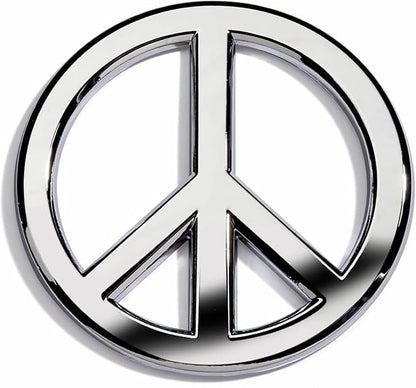Classic Chrome Peace Sign Logo - Metal Car Emblem by Revolution Car Badges - Antiwar Peace and Love Symbol - Premium Alternative to Bumper Stickers, Decals, and Magnets (Chrome Plated Metal)