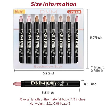 Kaely 8Pcs Cream Eye Shadow Sticks Set, Matte Shimmer Eyeliner Pencil Eyeshadow Palette Makeup, Eye Highlighter Brightener Stick for Older Women Waterproof Pigmented, sombras para ojos, New-09