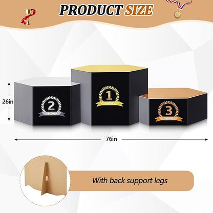 Cardboard Podium 76" W x 26" H People Winners Stand in Life Size Cardboard First Second Third Place Cardboard Cutout Standup for Party Decorations Display Event Backdrops Photo Booth Props