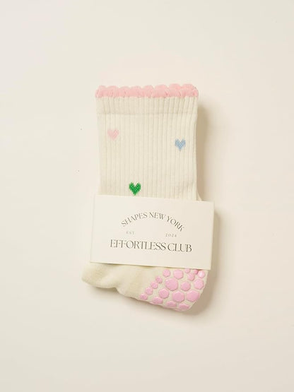 Crew Half Calf Grip Socks, Cutest Fruits Pilates Socks, Ruffle socks, Non-Slip, Barre Yoga Fitness