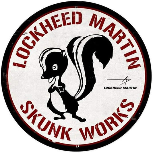 Lockheed Martin Skunk Works Round Retro Metal Sign Wall Art Decor 20.32 x 20.32 cm