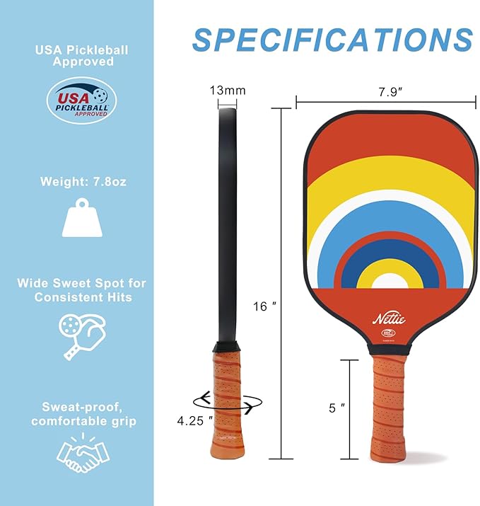 Pickleball Paddles, Carbon Fiber Pickleball Paddles Set of 1/2/4, USAPA Approved 13mm Polymer Core Pickleball Set for Intermediate, Stylish Pickleball Gifts
