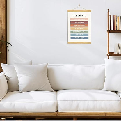 YGSDZY It's Okay To Not Be Okay Poster, Wood Poster Hanger, Boho Classroom Decor, Classroom Posters Quotes, Mental Health Posters, Educational Wall Art, Playroom Wall Art Decor
