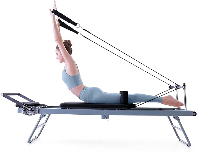 ARKANTOS Pilates Reformer Machine Foldable, Reformer Pilates Equipment for Gym Workout and Home Use, Suitable for Intermediate and Beginners Users