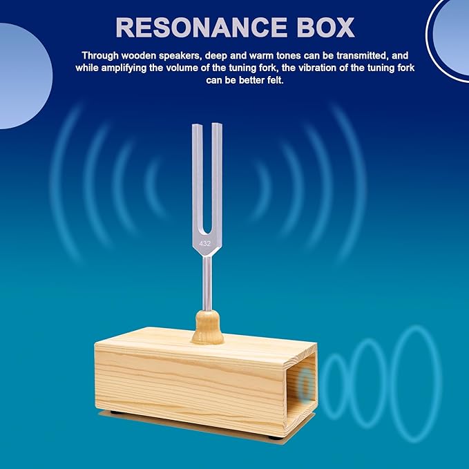 432 Hz Tuning Fork Paired with Elegant Wooden Resonator for Ultimate Meditation Experience