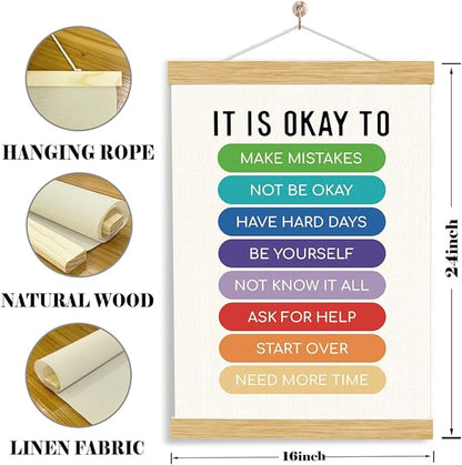 YGSDZY Therapy Office Decor, It's Okay To Not Be Okay Poster, Motivational Kids Art, Classroom Posters Quotes, Educational Wall Art, Mental Health Posters, Therapy Wall Art