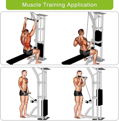 SELEWARE Triceps LAT Pulldown Attachments Home Gym Workout Accessories with Non-Slip Soft Rubber Grip Cable Machine Attachments Triceps Rope Double D Row Handle Pull Down Bar Straight Bar Exercise