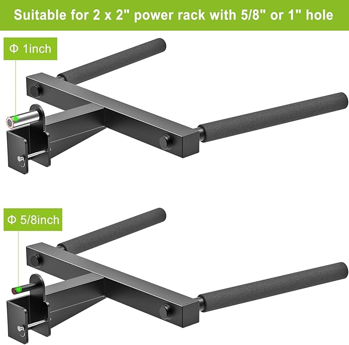 Kipika Y-Shaped Dip Bar for Power Cage with 5/8" or 1" Hole - Dip Bar Attachments for Home Gym - Heavy Duty Power Rack Attachments - Squat Rack Accessories for Strength Training