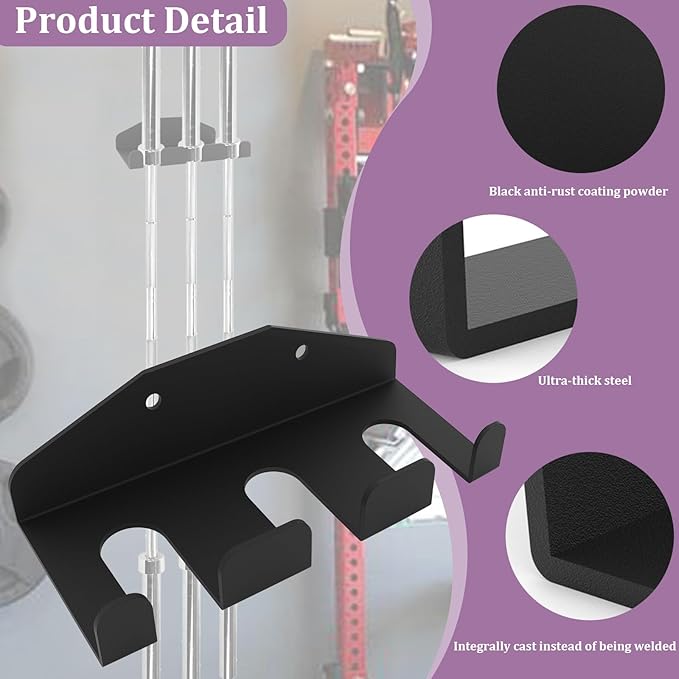 Barbell Storage Rack, Vertical Hanging Barbell Rack, Heavy Duty Wall Mounted Barbell Holder, Olympic Wall Mount Barbell Holder Space Saving Bar Holder Suitable for Garage, Gym, Home Fitness