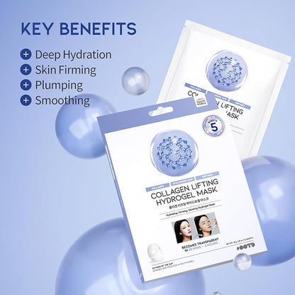 #OOTD Collagen, Hyaluronic Acid & Peptides for Elasticity, Hydration, and Firming. Lifting Hydrogel Sheet Mask - Face Mask (5pcs)