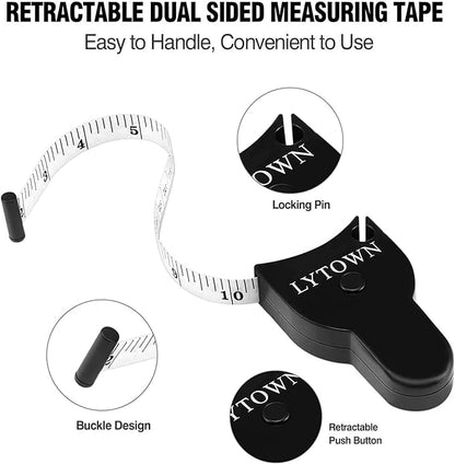 Body Measuring Tape 60in/150cm, 4PCS Measuring Tape for Body, Lock Pin and Push-Button, Portable Retracable Body Measuring Ruler for Fitness, Weight Loss, Tailor, Sewing, Handcrafts