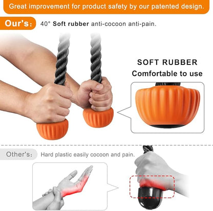SELEWARE Tricep Rope Cable Machines Attachments for Gym, Heavy Duty Universal Tricep Pull Down Rope with Soft Rubber Ends for Home Gym Workout Biceps Back Shoulders
