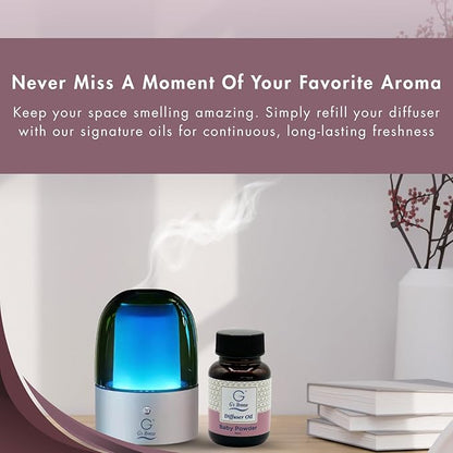 G's Breeze Smart Aroma Diffuser with 60ml Baby Powder Scent Refill – Bluetooth & Wi-Fi App Control - LED Lighting & Adjustable Intensity - Long-Lasting Soft Powdery Fragrance for Home or Office