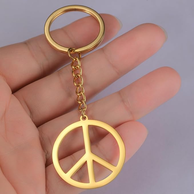 Dreamtimes Peace Sign Pendant KeyRing for Men and Women Love Peace Symbol Keychain Bag Car Keyring Peace Sign Jewelry