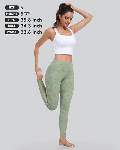 CHRLEISURE Leggings with Pockets for Women, High Waisted Tummy Control Workout Yoga Pants