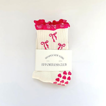 Crew Half Calf Grip Socks, Cutest Fruits Pilates Socks, Ruffle socks, Non-Slip, Barre Yoga Fitness