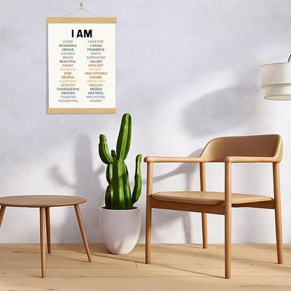 YGSDZY Daily Affirmations Poster, Wood Poster Hanger, Positive Affirmations, Mental Health Posters, Motivational Wall Art, Educational Wall Art, Mental Health Posters, Therapy Wall Art
