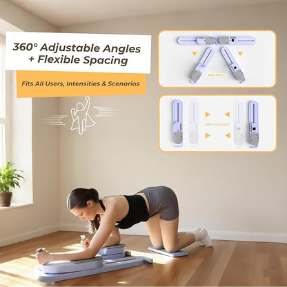 Newly Designed Pilates Reformer Set with 20+ Workouts, Pilates Reformer Board for Home, Pilates Board - Beginner Friendly Fitness Equipment