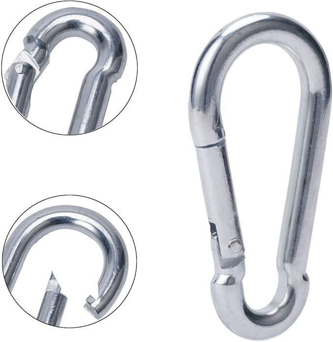 3 Inch Carabiner Clip Spring Snap Hook Heavy Duty 6pcs M8x80mm for Fitness Hammock Swing Camping Hiking