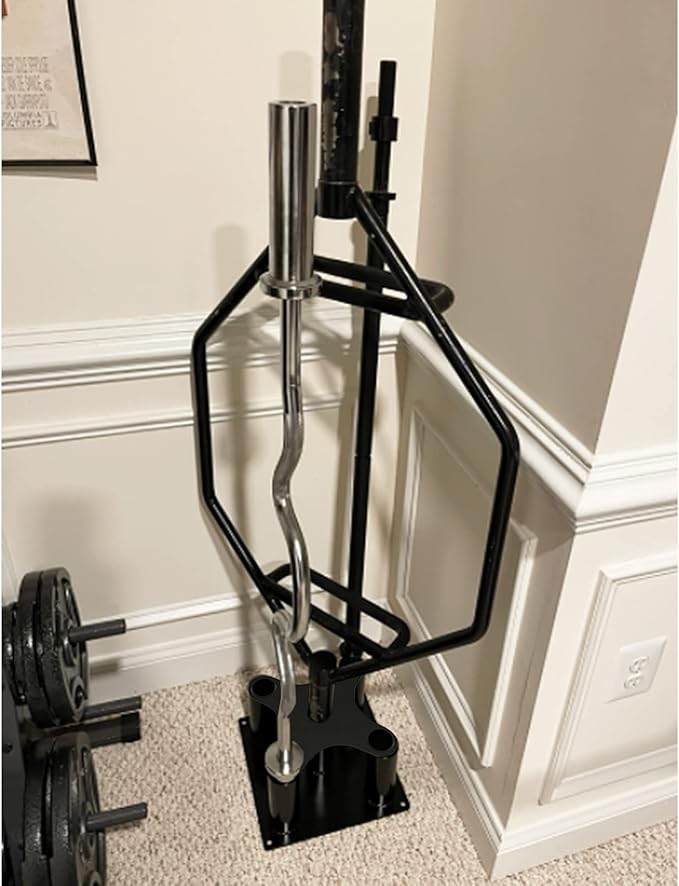 Barbell Holder Floor Stand Barbell Storage Rack Fit for 1" and 2" Olympic Bars, Hex Bars Trap Bars Curl Bars Triceps Bars,Holds 5 Bars