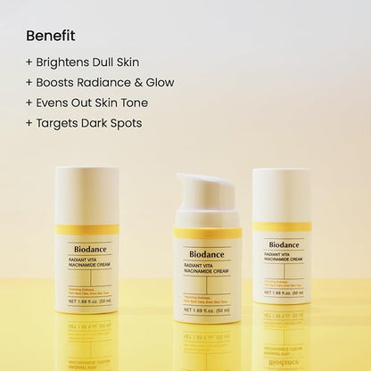 BIODANCE Radiant Vita Niacinamide Cream, Brightening, Dark Spot Correcting Facial Moisturizer, Korean Skincare | 1.69 fl.oz, 50ml