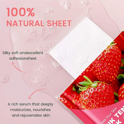 Kaely 12 Pack Strawberry Face Masks for Kids, Kids Face Mask Spa Day Kit Supplies, Spa Party Favors for Teens Girls Night, Sheet Facial Mask Skincare Gifts Set, Hydrating Soothe for All Skin Types 04