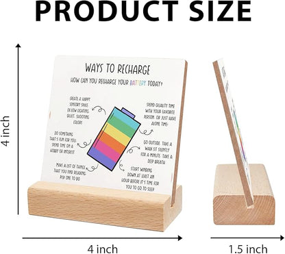 Positivity Recovery Self Care Encourage Gift, Mental Health Reminders Wooden Sign With Wooden Stand, Inspirational Cheer Up Gift for Psychologist School Counselor Student Boy Girl Best Friend